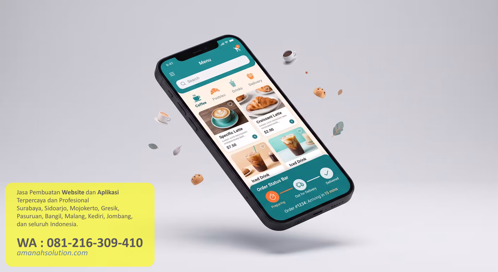 Dashboard aplikasi restoran untuk pemesanan online dan manajemen menu