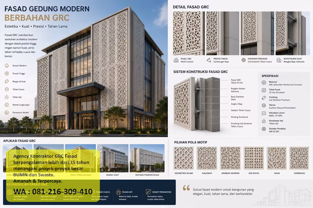 Detail cetakan panel GRC untuk kebutuhan exterior bangunan