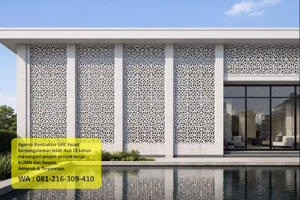 Produk fasad GRC terpasang pada gedung