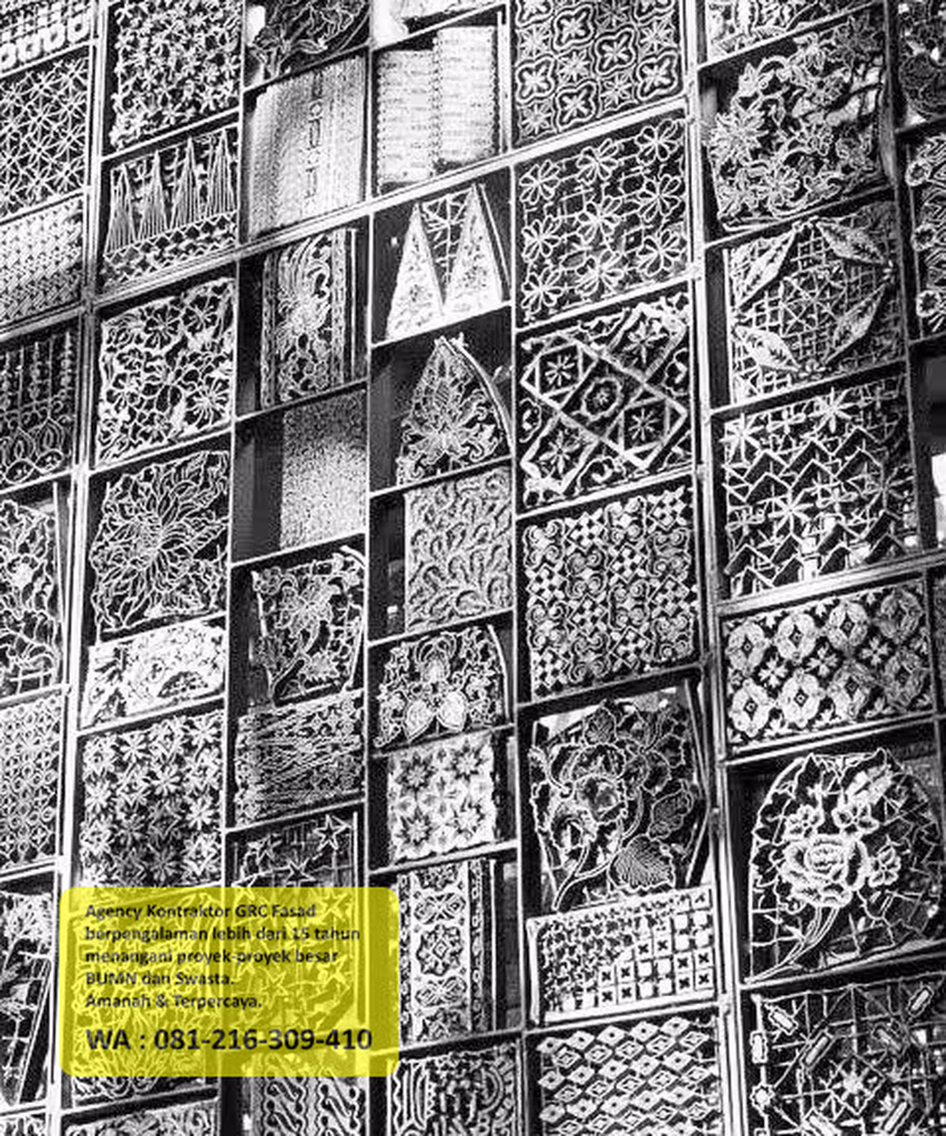Produk ornamen panel GRC pracetak hasil produksi pabrik