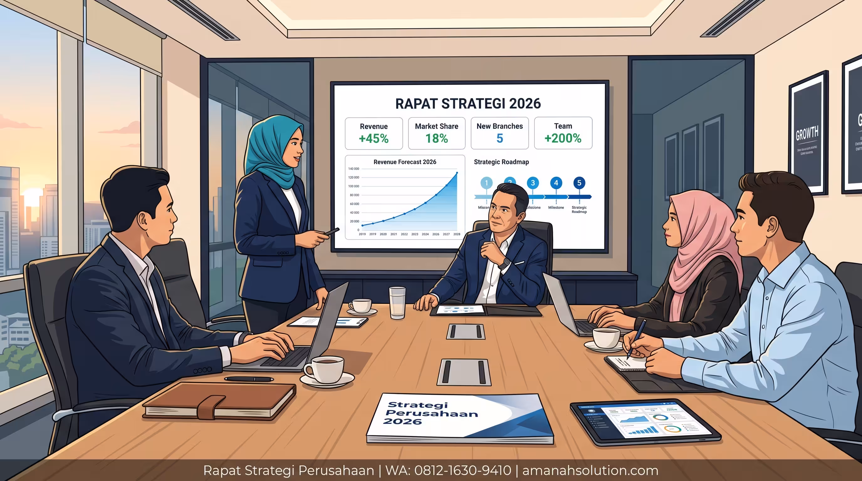 Rapat strategi perusahaan untuk merancang sistem penilaian kinerja yang objektif