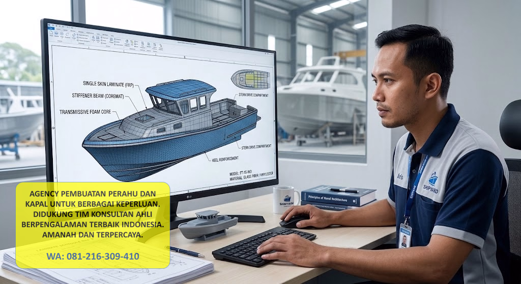 Jasa perancangan desain kapal fiber