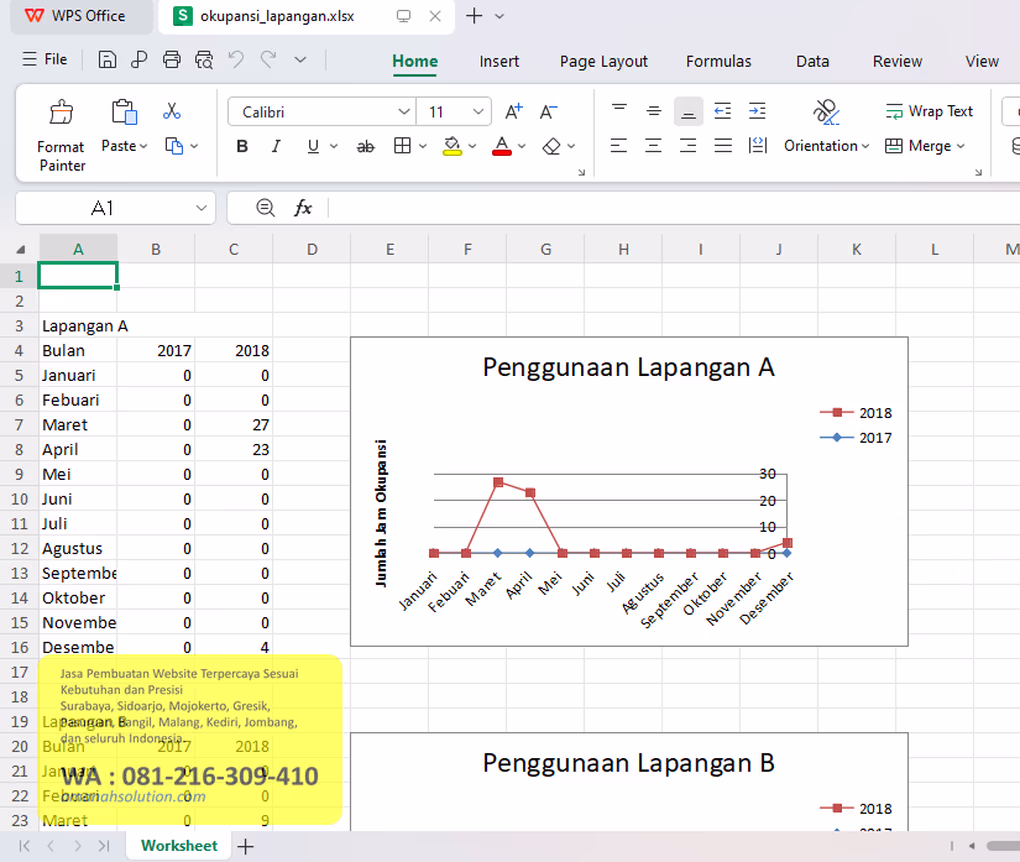 Grafik laporan software manajemen lapangan futsal padel minisoccer badminton gym