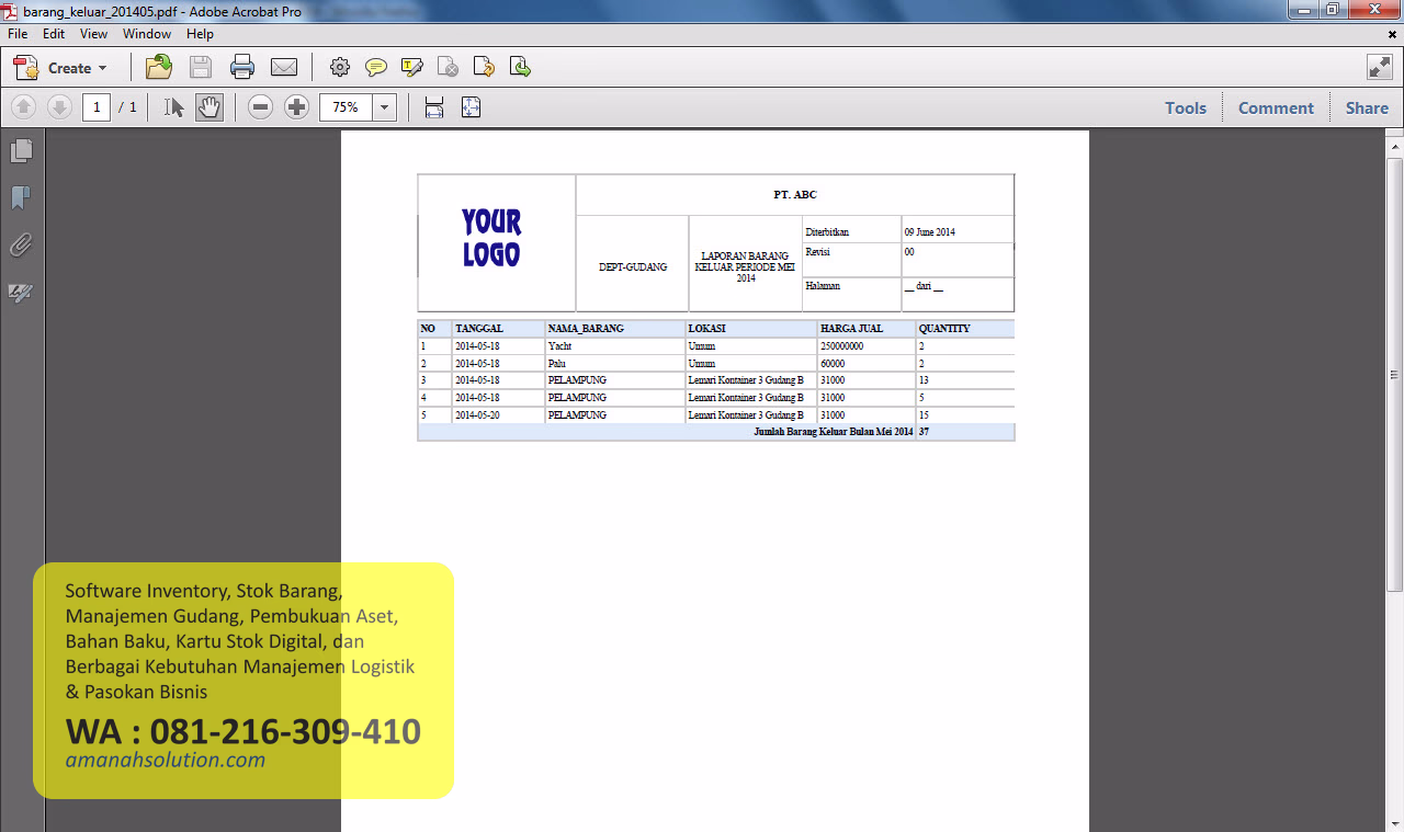 Jasa pembuatan software inventory untuk kontrol stok bahan baku manufaktur
