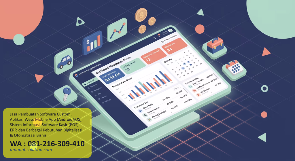 Ilustrasi dashboard manajemen bisnis real-time