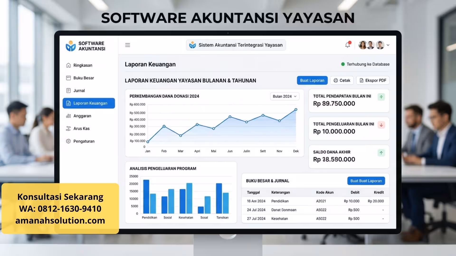 Software data pengurus yayasan pendidikan untuk integrasi keuangan dan sistem akademik