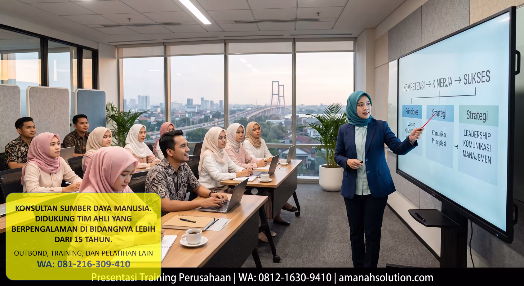 Presentasi training kepemimpinan perusahaan untuk manajer dan supervisor