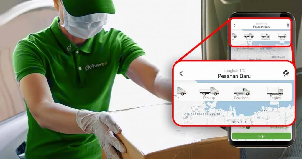 Ilustrasi aplikasi kurir online dan pengiriman barang kirim untuk operasional pengiriman lokal