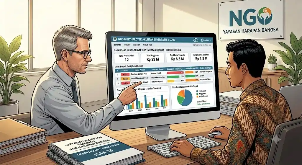Tampilan Dashboard Multi-Proyek dari Software Akuntansi NGO Berbasis Cloud
