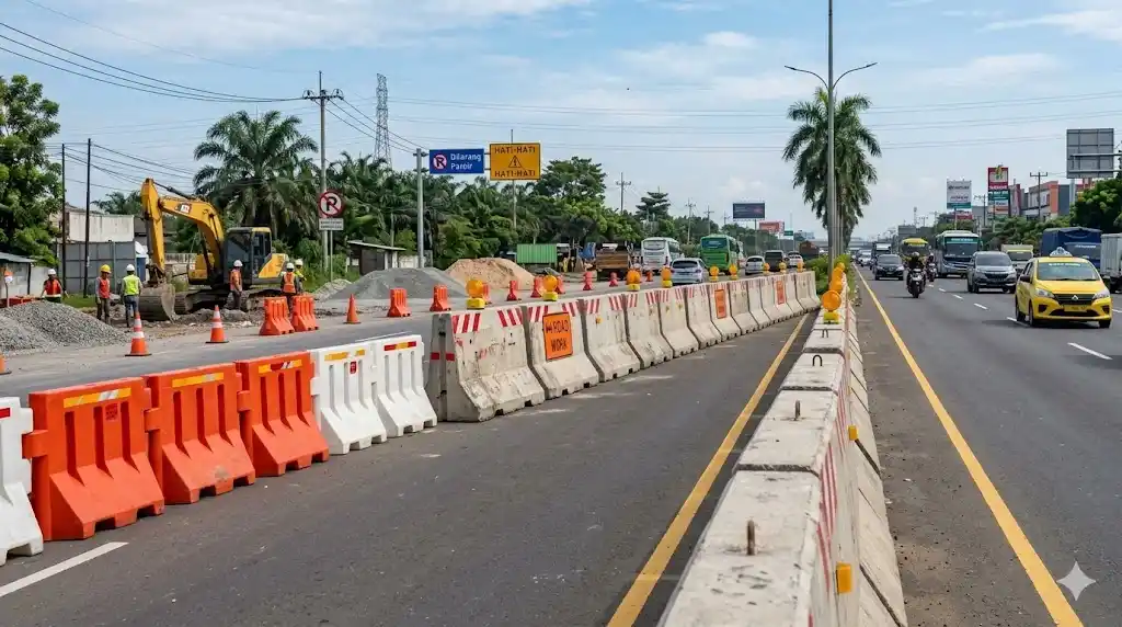 Pembatas Jalan Road Barrier Plastik Beton