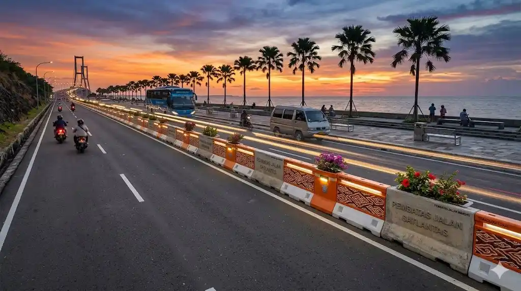 Pembatas Jalan Road Barrier Plastik Beton