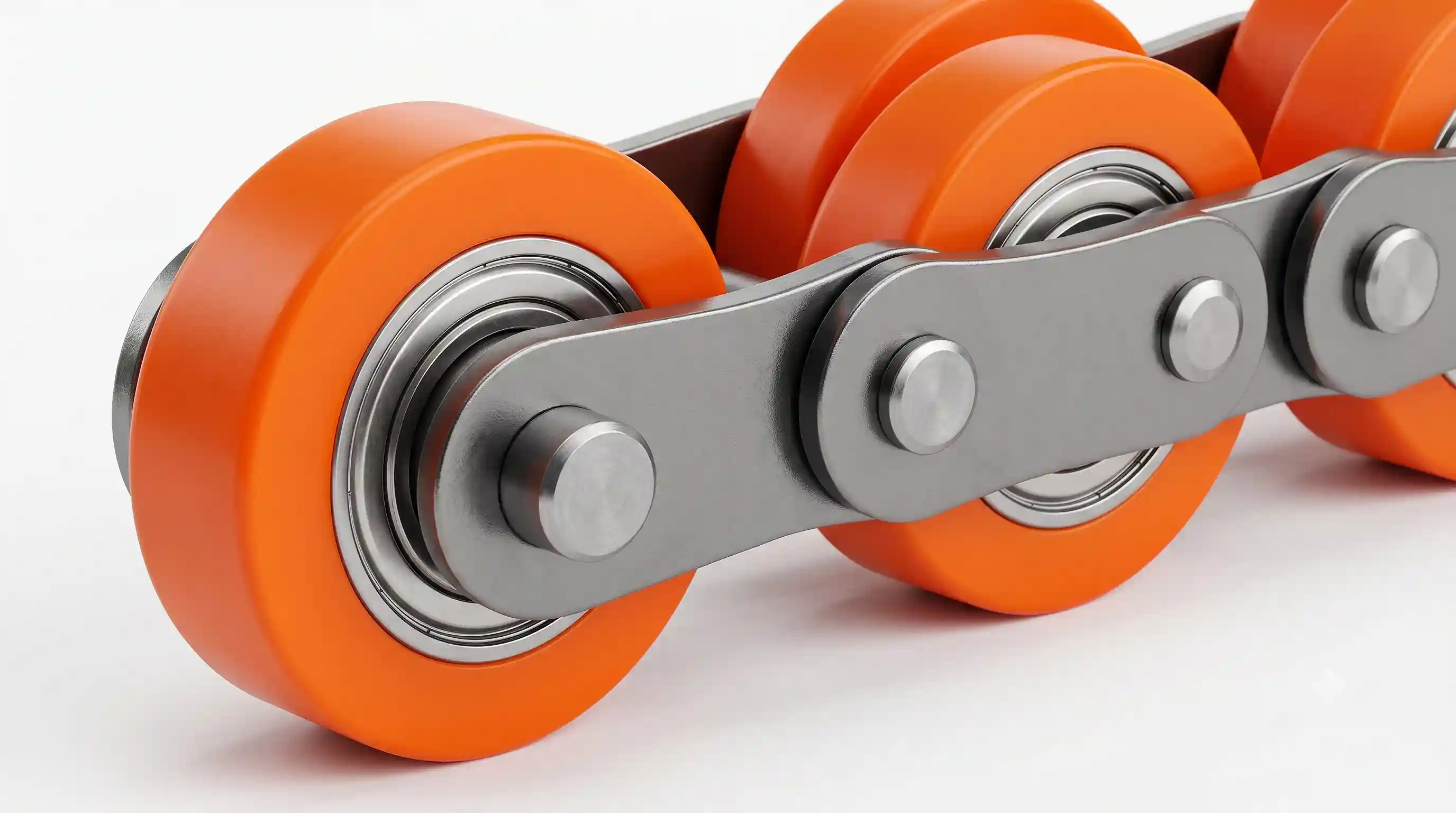 Rangkaian step chain besi baja paduan kokoh terintegrasi dengan roda roller polyurethane eskalator komersial