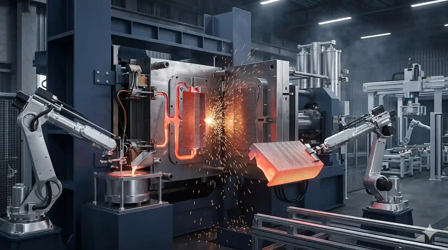 Proses manufaktur high-pressure die casting untuk menghasilkan step eskalator aluminium kualitas tinggi tanpa cacat mikro