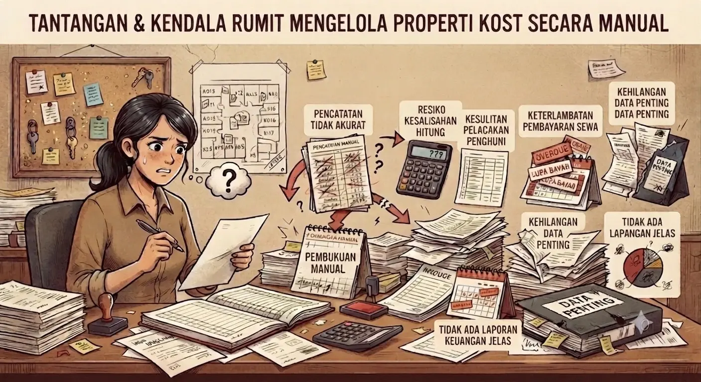 Infografis masalah pembukuan manual kost
