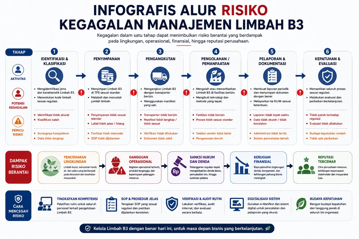 Infografis Alur Risiko Kegagalan Manajemen Limbah B3