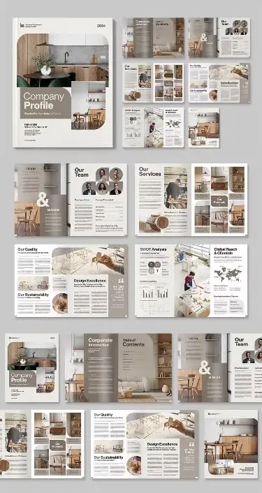 Contoh template brosur company profile modern