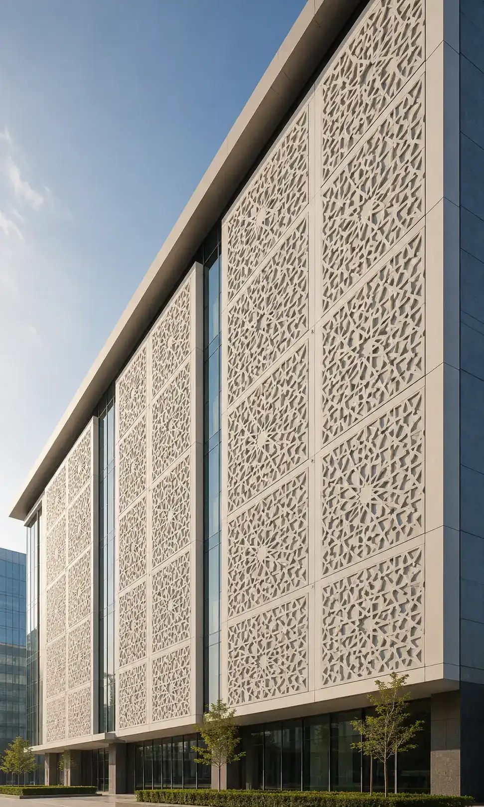 Detail arsitektur geometris pada bangunan modern
